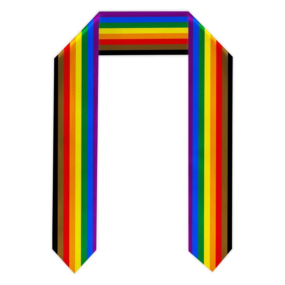9230 Philadelphia Pride Rainbow Graduation Stole LGBT Double Layer Satin